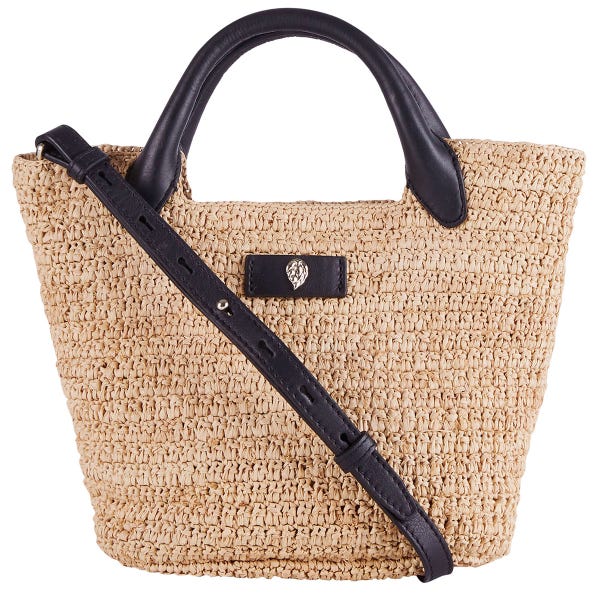 Helen Kaminski Cassia Small Basket Bag in Natural and Black Strap View